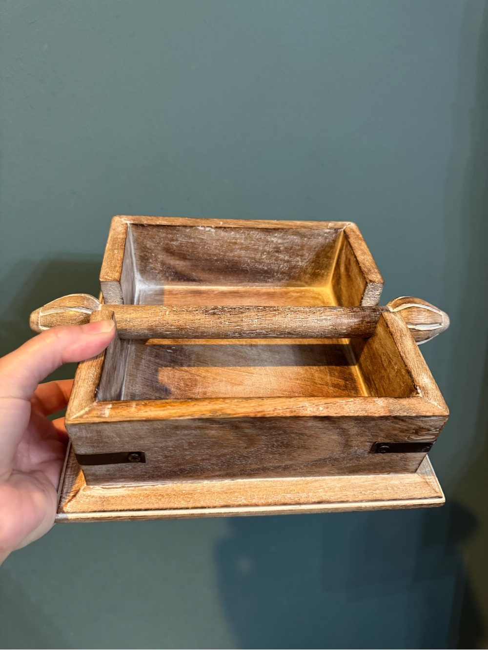 Southern Living Mango Wood Napkin Holder Square Farmhouse Boho